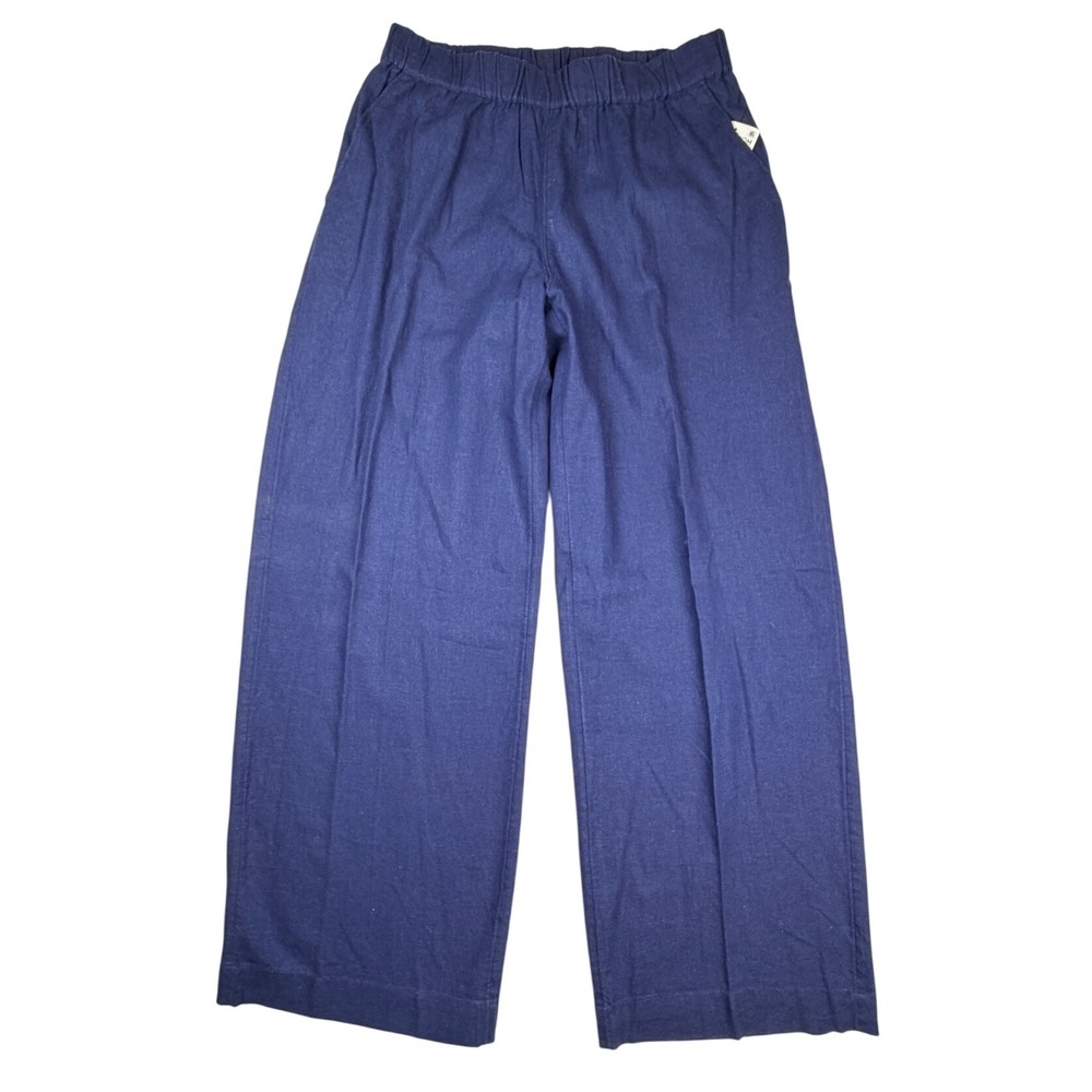 NWT Caslon Navy Peacoat Linen Blend Wide Leg Pull On Pants Petite XS
